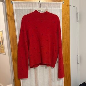 & Other Stories Heart Embroidered Wool Sweater M